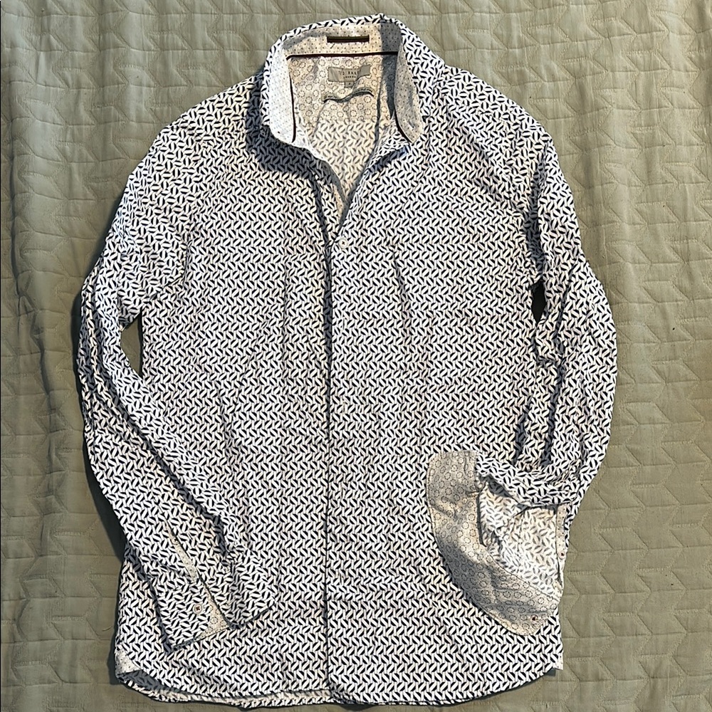 Ted Baker Navy and White Dress Shirt